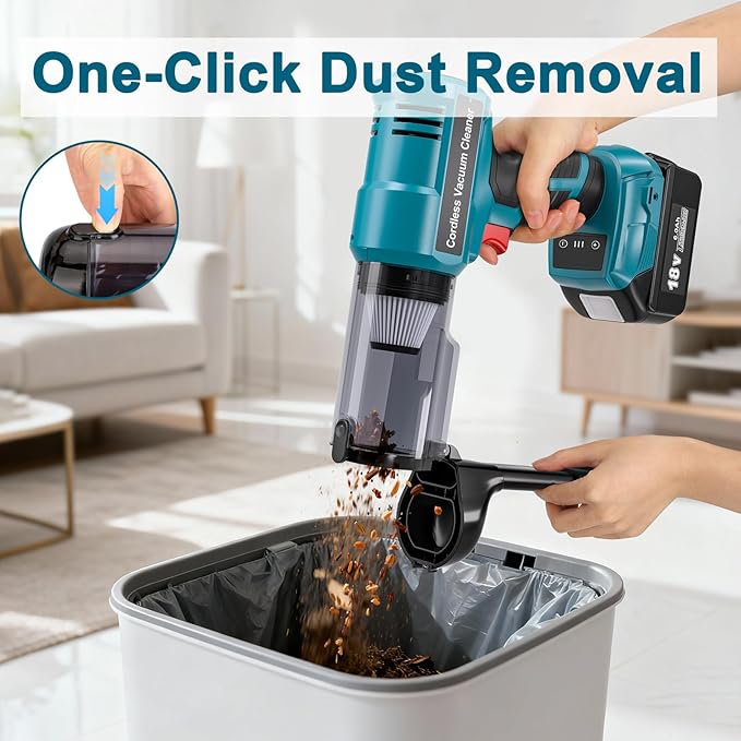 Adisipsoarin Cordless Vacuum Cleaner for Makita 18V Battery, Electric Handheld Vacuum Cleaner with 105AW Powerful Suction, Portable Vacuum Cleaner for Floor, Carpet, Car, Home (Battery Not Included)