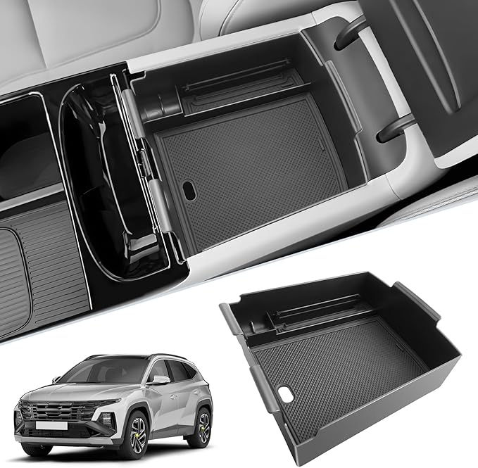 SKTU 2025 2026 Tucson Center Console Organizer for 2025 2026 Hyundai Tucson Limited/Hybrid Console Tray Hyundai Tucson 2025 2026 Accessories Tucson Organizer with Coin Holder (Only for Limited/Hybrid)