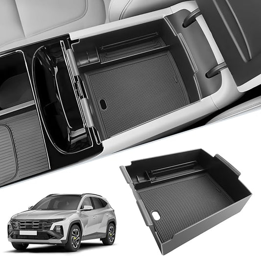 SKTU 2025 2026 Tucson Center Console Organizer for 2025 2026 Hyundai Tucson Limited/Hybrid Console Tray Hyundai Tucson 2025 2026 Accessories Tucson Organizer with Coin Holder (Only for Limited/Hybrid)
