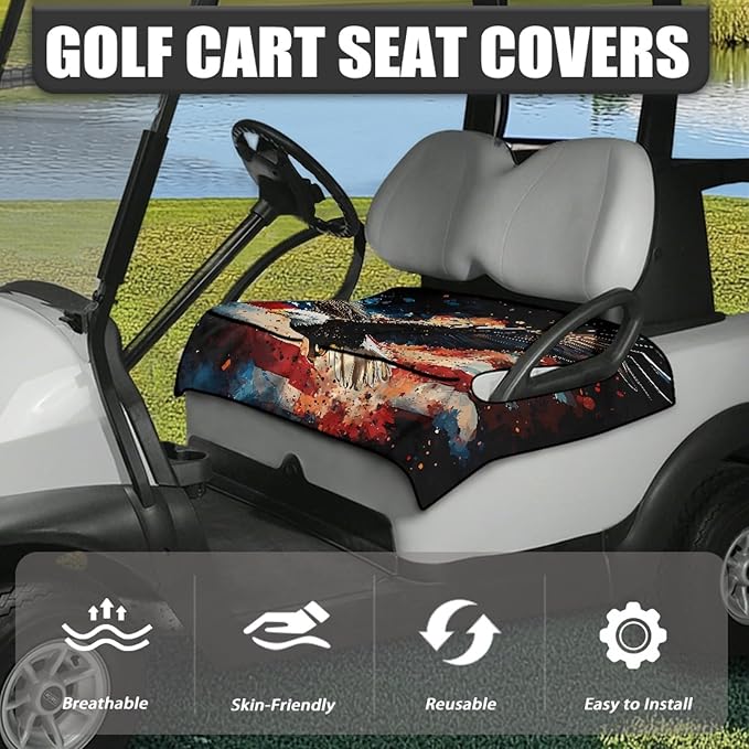 Universal Golf Cart Seat Cover with 4 Pockets Soft Golf Cart Seat Towel Blanket Fits 2-Seat Golf Carts