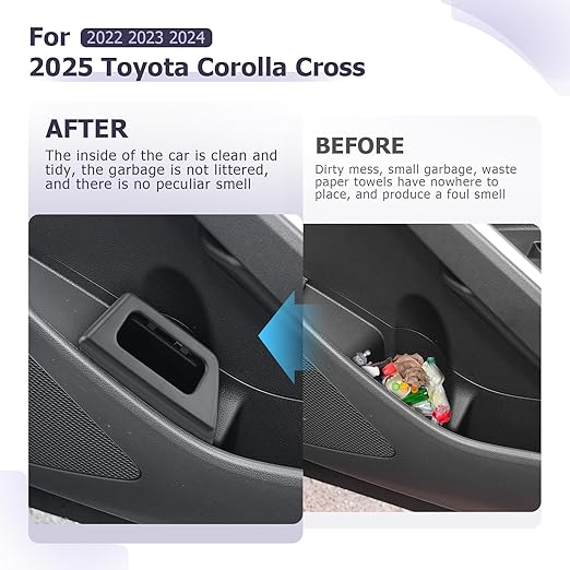 LUWU Car Trash Can Compatible With Toyota Corolla Cross 2022-2025 - Interior Accessory With Lid, Portable Mini Dustbin, Leak-Proof Garbage Bin 2PCS