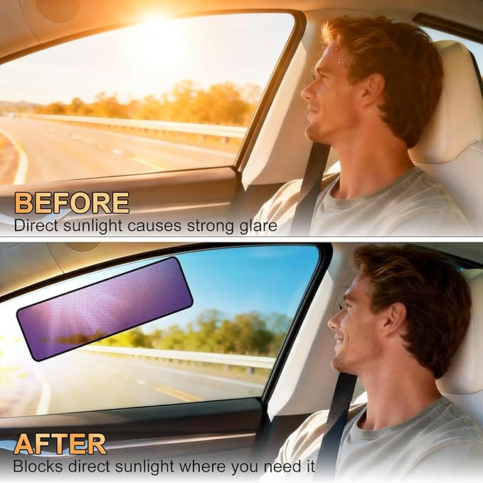 XCBYT Square Car Window Shades - Mixed Size 4 Pack Static Cling Sun & Glare Blocker, Removable Semi-Transparent Window Tint for Windshield, Side & Rear Windows (2 Small + 2 Long)