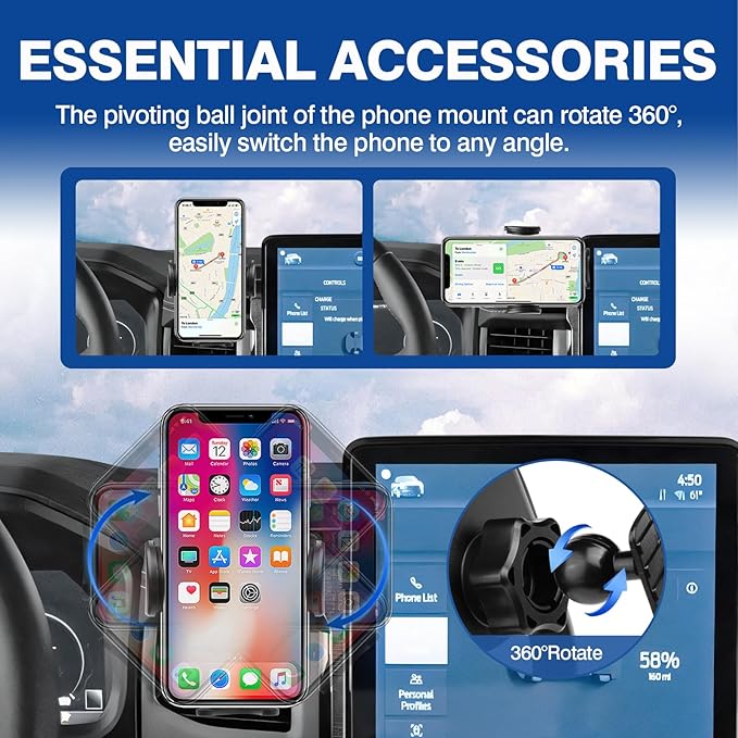 Autorder Phone Holder Mount for Ford F-150 Lightning 2022 2023 2024 2025 Accessories Center Console Dashboard Organizer with Phone Stand with Anti-Slip Mat