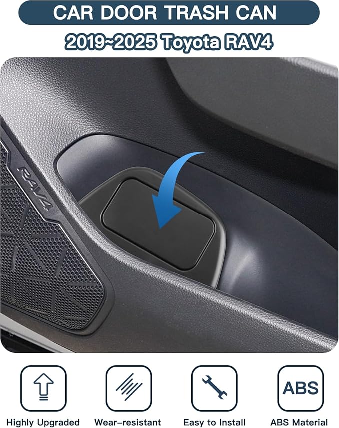 2025 RAV4 Trash Can for Toyota RAV4 XA50 Accessories,Portable Mini Car Trash Bin with Lid for Storage and Organizer Car Door Garbage Can Compatible with 2019~2025 Toyota RAV4