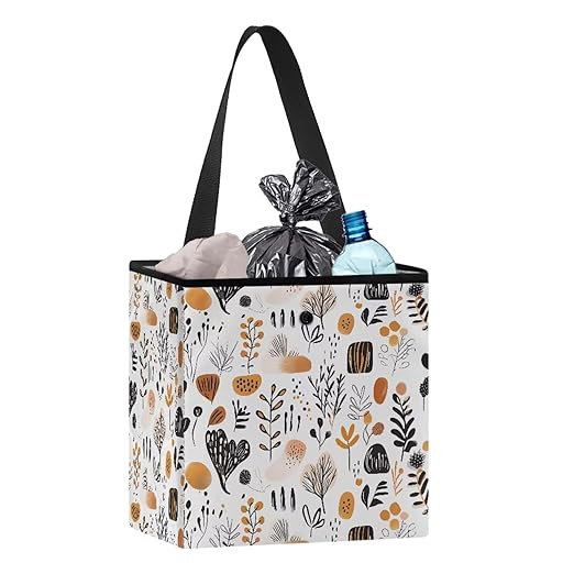 Boho Abstract Geometric Art Car Trash Can for Back Seat Car Accessories for Women Men Leakproof Auto Garbage Cans Hanging Trash Bin for Car Water-Resistant
