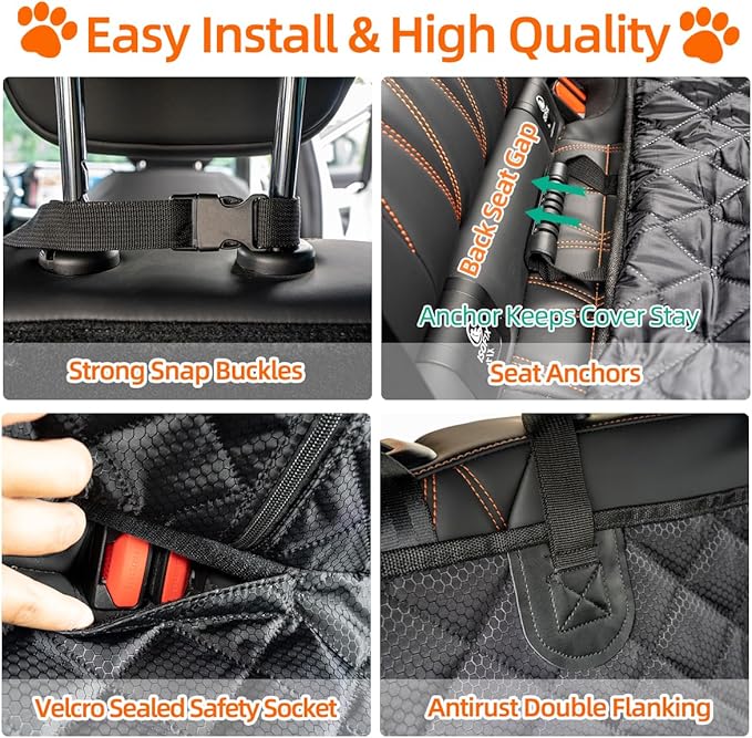 Dog Car Seat Cover for Back Seat Pet Cover for Dogs Waterproof Bench Seat Cover Protector Scratch Proof Nonslip Soft Dog Back Seat Cover for Cars Trucks SUV（48" L ×52" W