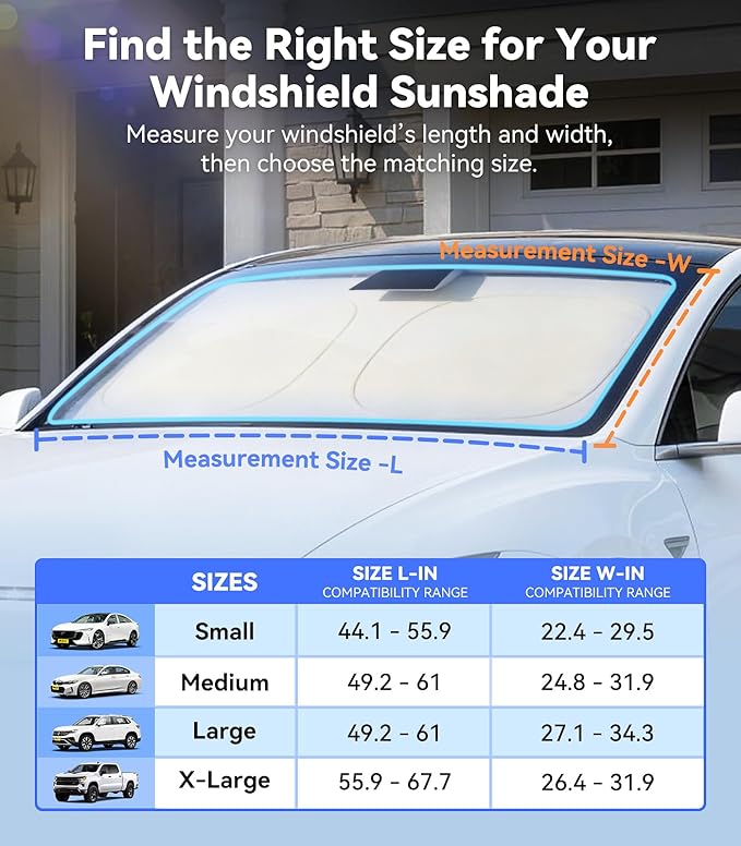 Nmoiss Ice Silk Air-Cooled Car Windshield Sun Shade, [Enjoy Superior Coolness & Comfort] 84.2% Heat Insulation UPF>50 UV Block, Interior Protection, Universal Fit for Car SUV Truck, Medium 64"x32"