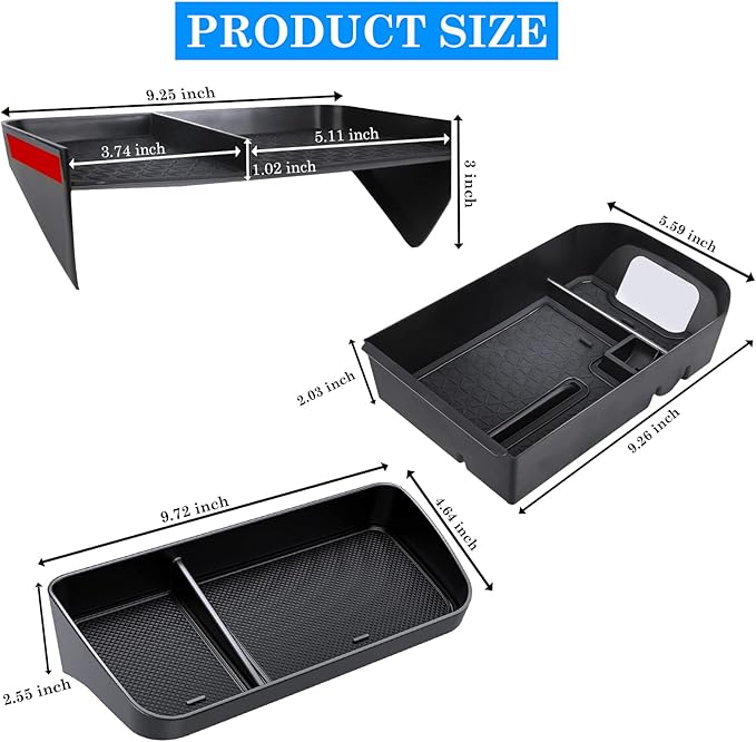 DIAMOOKY Upgraded Center Console Organizer Compatible with Toyota RAV4 2025 2024 2023 2022-2019 Interior Accessories, Armrest Storage Box, Dash Storage Tray(Not for New 10.5'' Multimedia Display)-3pcs