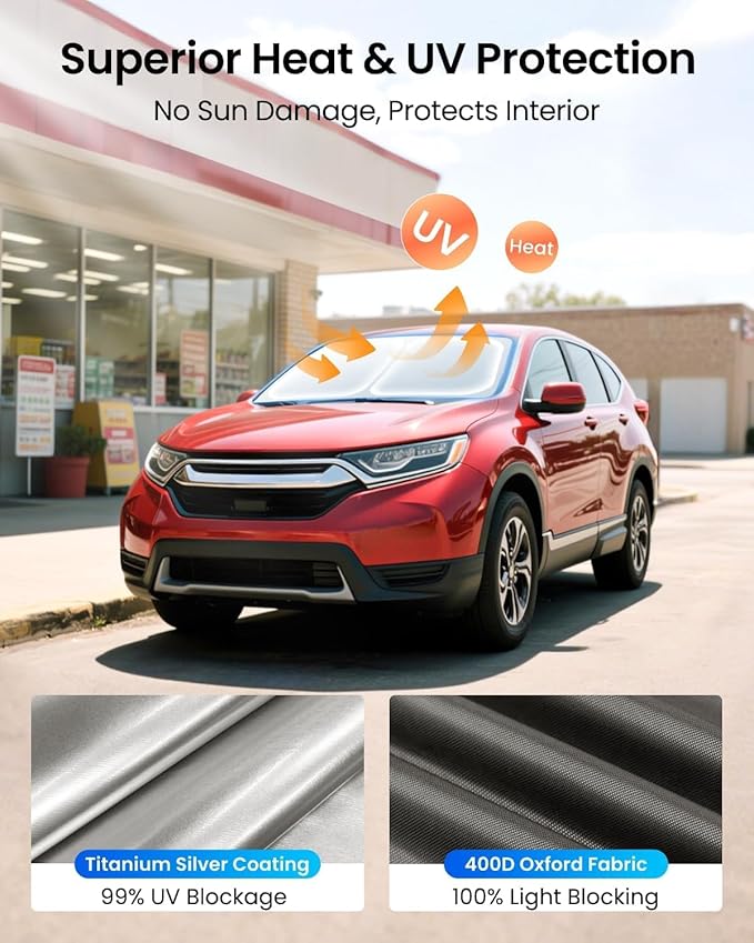 REEVAA Upgraded for Honda CRV 2023-2026 Windshield Sunshade [Tailored Fit, 99% Sun Protection] Foldable Sun Shade Car Accessories with Storage Bag