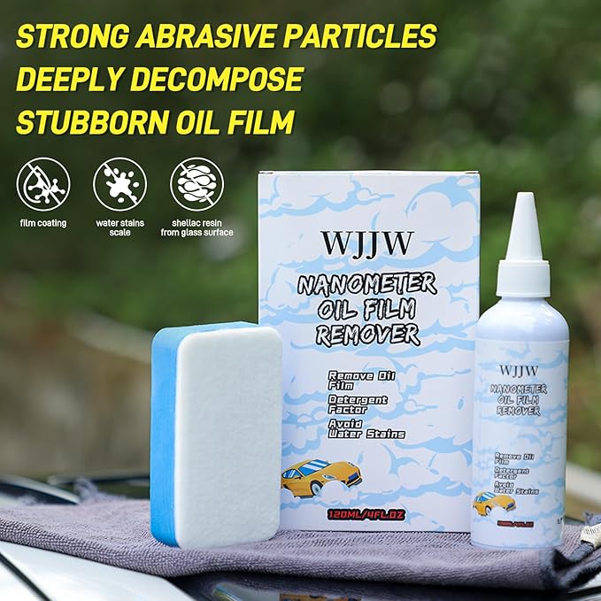 Car Glass Oil Film Remover, Nano Rare Earth Windshield Cleaner, Remove Water Spots, Wax & Grime, Restore Clarity for Auto Windows, Shower Doors & Home Glass