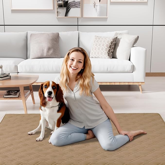 Smiry Reversible Waterproof Couch Covers for Sofa, Washable Dogs Pet Couch Covers for 3 Cushion Sofa Pet Friendly, Water Resistant Furniture Protector Slipcover, Geometric (82"x120", Camel/Beige)