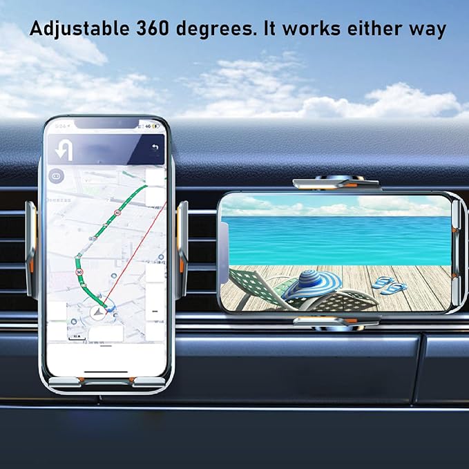 Wireless Car Charger, C11 2 in 1 Fast Charging Auto Clamping Car Charger Phone Holder, 360 Degree Rotation, Strong Clamping, Hands Free Fit for 4.7 in to 7 in Phones (C11)