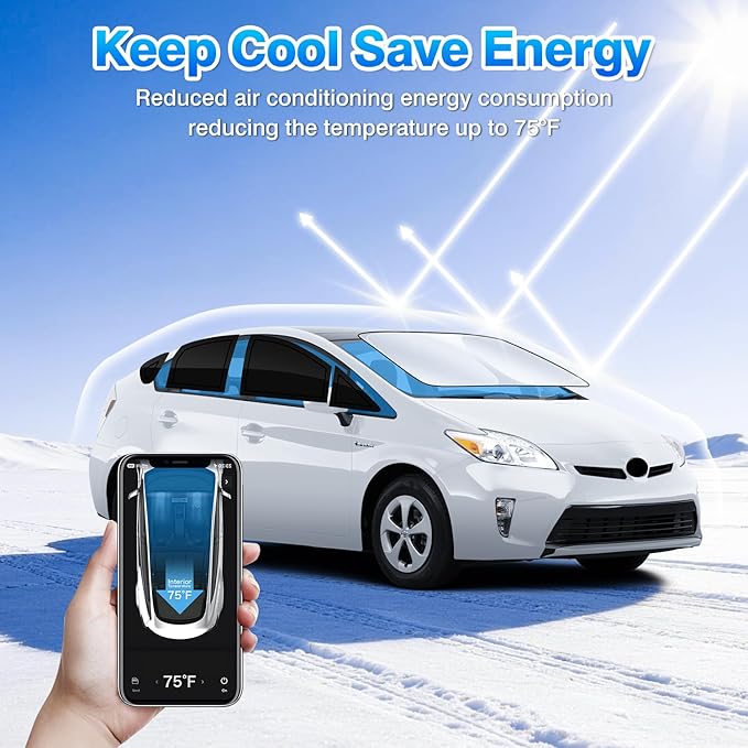 T TGBROS Windshield Sun Shade for Toyota Prius 2010 2011 2012 2013 2014 2015 Car Window Shades Thicken UV Block and Blackout Privacy Foldable Sunshades 11PCS Accessories Keep Cool Sun Visor Covers