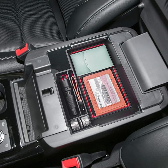 RUNROAD Upgrade Center Console Organizer Tray Compatible with Ford Explorer 2026 2025 2024 2023 2022 2021 2020 Accessories, ABS Armrest Tray Console Dividers Secondary Storage Box Container, Red