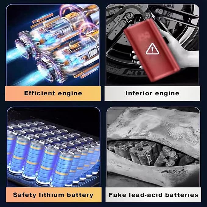 Jump Starter with Air Compressor, 8000A 150PSI Battery Jumper Starter Portable Tire Inflator Pump, 12V Jump Box Car Battery Jump Starter with Smart Jumper Cables, LED Light, LCD Display
