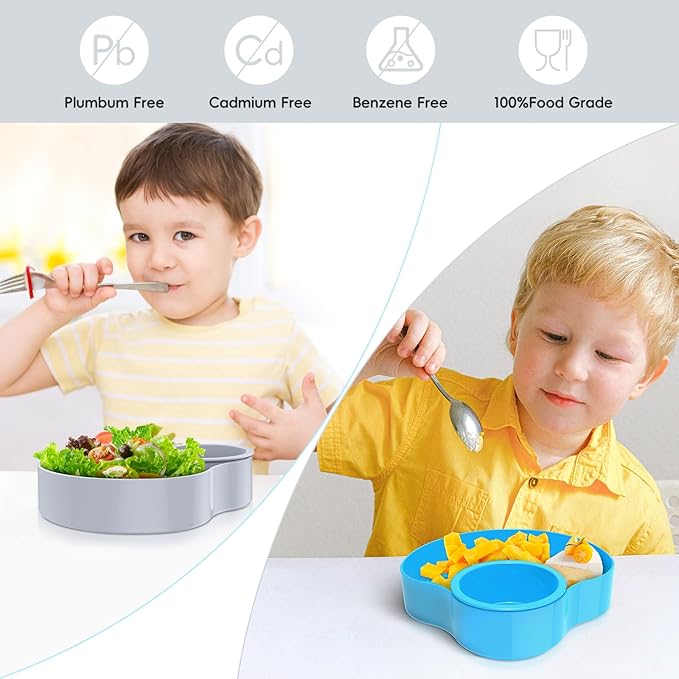 2PCS Car Seat Snack Tray for Kids: Kids Car Tray with Cup Holder, Toddlers Road Trip Essential, Travel Snacks Food Plate for Stroller, Snack Tray with a Cup Holder (Sky Blue&Gray)