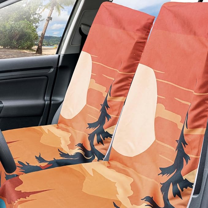 Hahafelt 2 Pack Car Seat Towel Covers with Storage Bag 63 x 32 Inch Athletic Running Towel Seat Sweat Washable Non Slip Cover Gift for Car Outdoor Sport Activities (Sunset)