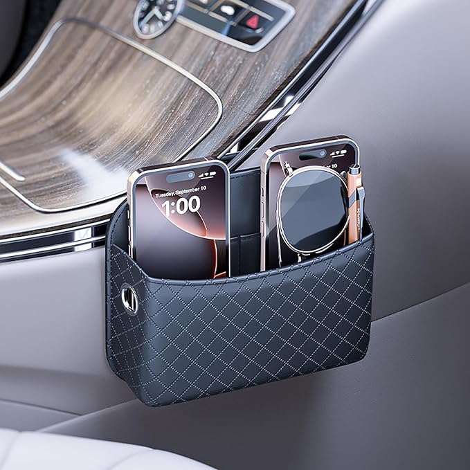 2 PCS Car Seat Side Storage Pocket Organizer Holder for Auto Door, Console, Vehicle Seat Gap Filler Tray Bag for Phone, Pen, Key, Sunglass, Invoice, Car Registration, Notepad, Card, USB Data Line