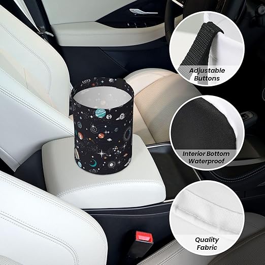 Space Galaxy Constellation Car Trash Can Leak Proof Hanging Waterproof Garbage Can Multipurpose Trash Bin for Car SUV Front Seat Headrest Collapsible and Portable Storage Pocket