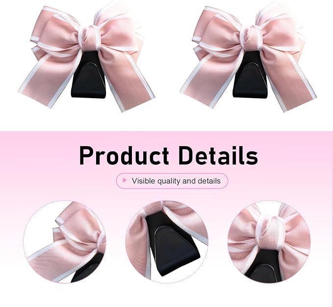 2 PCS Car Purse Hooks, Bow-Shaped PVC Seat Back Hangers, Multi-Functional Storage for Handbags & Shopping Bags, Universal for Most Cars, Trucks, SUVs (Pink)