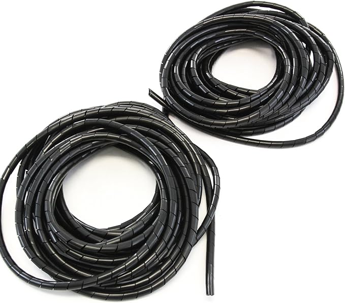 66FT PE 3/8 Inches (10 mm) Black Polyethylene Spiral Cable Wire Wrap Hydraulic Hose Wrap Tube Cable Management Protector Sleeve PC Manage Cable for Car Computer Cable Wire Holder Organizer PC and TV