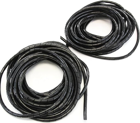 66FT PE 3/8 Inches (10 mm) Black Polyethylene Spiral Cable Wire Wrap Hydraulic Hose Wrap Tube Cable Management Protector Sleeve PC Manage Cable for Car Computer Cable Wire Holder Organizer PC and TV