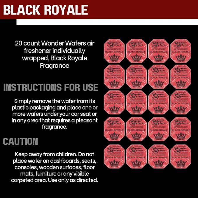 Wonder Wafers 20 count Air Fresheners Individually Wrapped, Black royale Fragrance