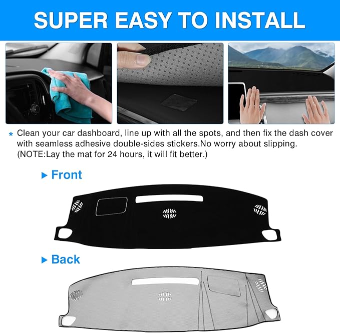 Autorder Dashboard Cover Mat for 2021-2024 Chevrolet Suburban/Tahoe/GMC Yukon Accessories Dash Cover Flannel Dash Mat Sunshade Glare UV Rays Protector (Not for Yukon Denali)