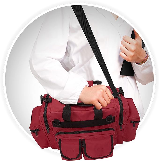 ASA TECHMED First Aid Responder EMS Emergency Medical Trauma Bag Deluxe, Red