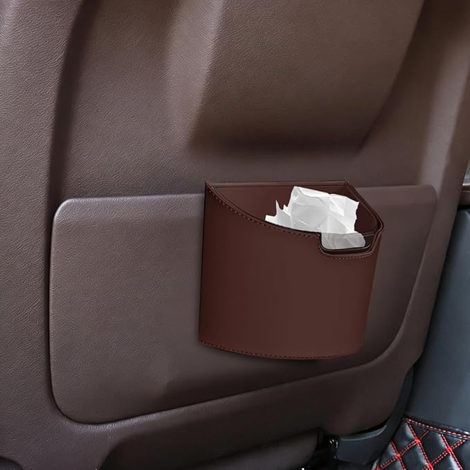 Car Trash Can, Multipurpose Leakproof Hanging Vehicle Garbage Can with Removable Liner, Waterproof Automotive Interior Dustbin Garbage Container, Universal for SUV Van Truck (Wine Red)