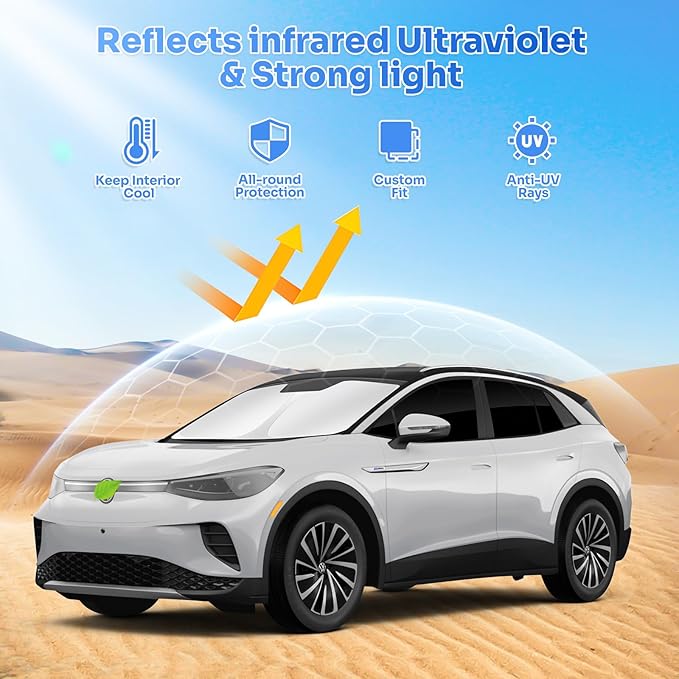 Canvcle Sunshades for 2021-2025 2026 Volkswagen/VW ID.4 Accessories Windshield Sun Shade Side Rear Window Shade Cover Sun Visor Shield Privacy Protection for Camping Keep Vehicle Cool Black 8PCS