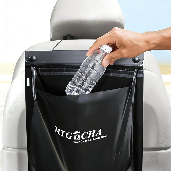 Disposable Car Trash Bags Hanging (Set of 20) - Leak-Proof, Smell-Proof, 18 x 12Inches Recycled Car Garbage Bags, Automobile Trash Container, Road Trip Essentials, Black-Large