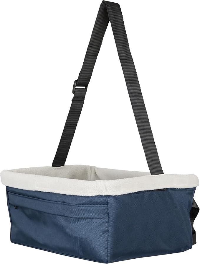 PetSafe Happy Ride Booster Seat for Dogs - Open Road Comfort - Safe Tether System - Zipper Pouch Dog Seat - Machine Washable Fleece Liner - Easy Install Design - Navy - Up to 25 lb