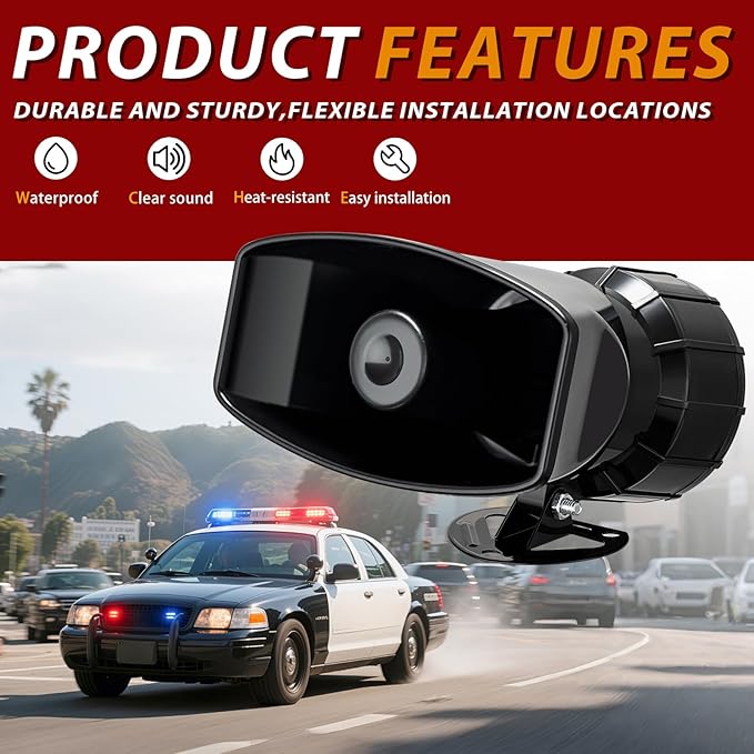 Alarm Horn Siren 7 Sound Police Siren 100w 12v Car Alarm Sirens Pa Speaker System Emergency Amplifier Alarms Kit Horn for Car Truck Lorry Boat