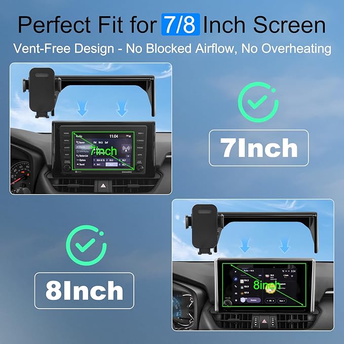 KAKSEY Car Phone Holder Compatible with Toyota RAV4 2019-2025 Auto Accessories 7/8 Inch Screen Fixed Clip, Mobile Cellphone Mount Navigation Screen Bracket Hands-Free