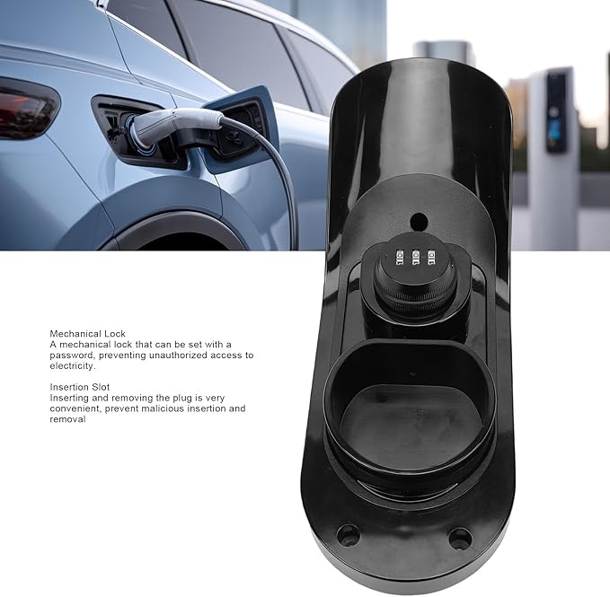 EV Charger Holder Wall Mount with Combination Lock, Nozzle Holster Dock Car Charging Cable Holder, Electric Vehicle Charger Organizer for Type 2 Connector