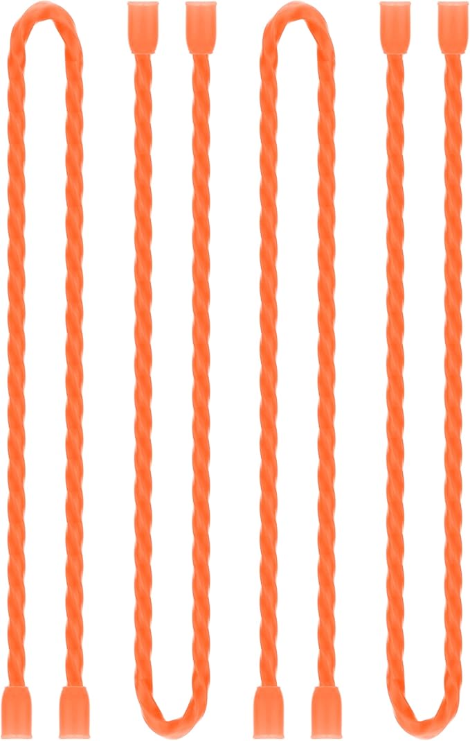 TRIPLE DEER 4Pcs 18-Inch Silicone Cable Ties Colorful Reusable Steel-Core Silicone Twist Gear Tie Straps for Bundling and Organizing, Bendable Holder Strap for Indoor and Out All Purpose, Orange