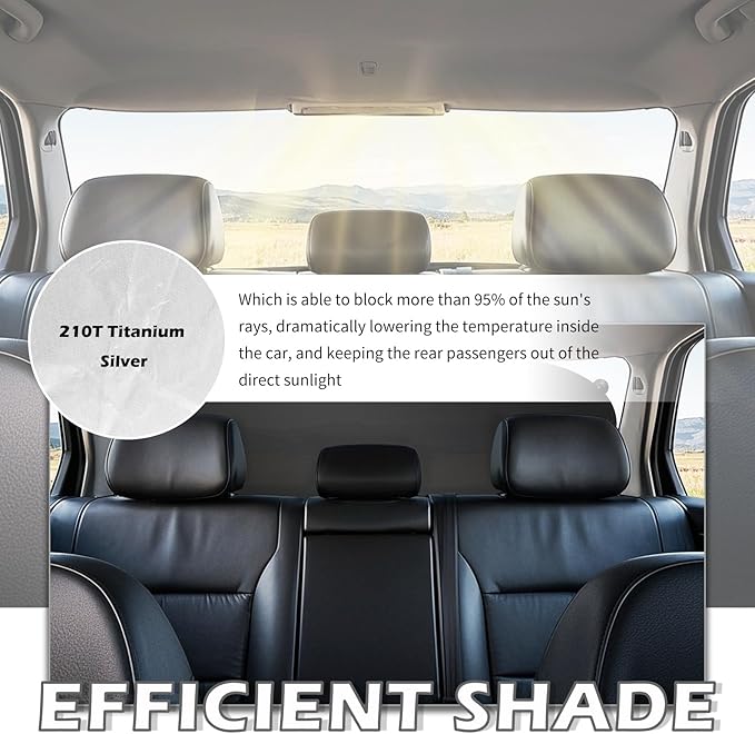 Back Window Sun Shades for Car,210T Titanium Silver Rear Window Sun Shade with Suction Cup Keeps Cars Interior Cool,39.37 * 19.76" Universal Sunshade for Car Windshield Rear