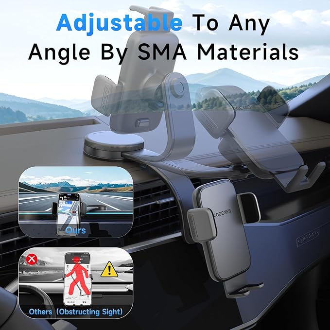 Car Phone Holder, 360°Rotation Vacuum Suction Cup Phone Mount - 108LBS Nano Gel for Car, Bendable Arm & One-Hand Release, Truck Phone Holder for iPhone 17 Pro Max Samsung Android