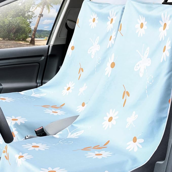Hahafelt 1 Pack Car Seat Towel Covers with Storage Bag 63 x 32 Inch Athletic Running Towel Seat Sweat Washable Non Slip Cover Gift for Car Outdoor Sport Activities (Daisy)
