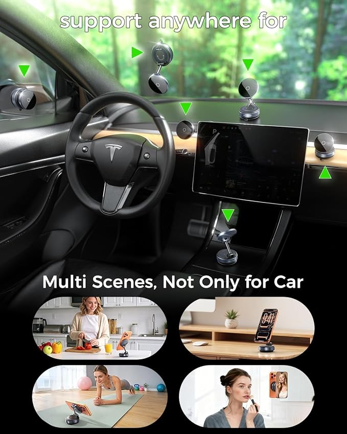 MRGLAS 2026 Upgraded for iPhone MagSafe Car Mount Charger,15W Fast Charging Wireless Car Charger with Stronger Magnetic & Suction, Hands-Free Phone Holder for iPhone 17/16/15/14/13/12 Pro Max