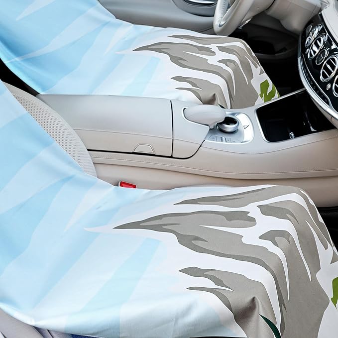 Hahafelt 1 Pack Car Seat Towel Covers with Storage Bag 63 x 32 Inch Athletic Running Towel Seat Sweat Washable Non Slip Cover Gift for Car Outdoor Sport Activities (National Park 1)