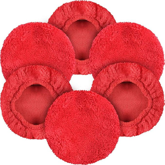 Car Windshield Cleaning Tool Bonnets - 6 Pack, 5” Windshield Cleaner Wand Cloths Replacement Pads Thickened Red Coral Fleece Car Window Glass Cleaner Bonnets