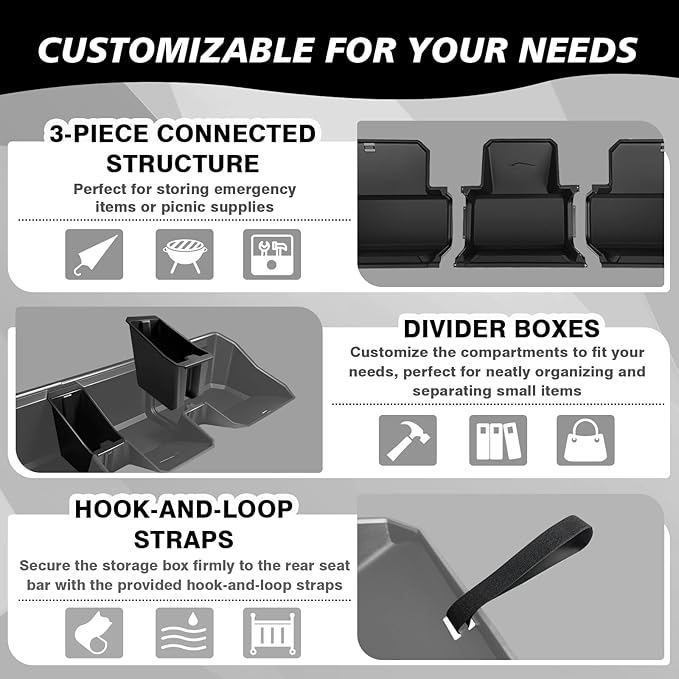 VaultsOnWheels Under Seat Storage Box Fit for 2026 2025 2024 Tesla Cybertruck Accessories, Console Organizer Truck Tool Box Custom Fit Detachable Underseat Organizer