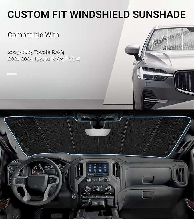 Pigenius Windshield Sunshade for Toyota RAV4 2019-2025, RAV4 Prime 2021-2024 Front Window Shade - AstraGuard