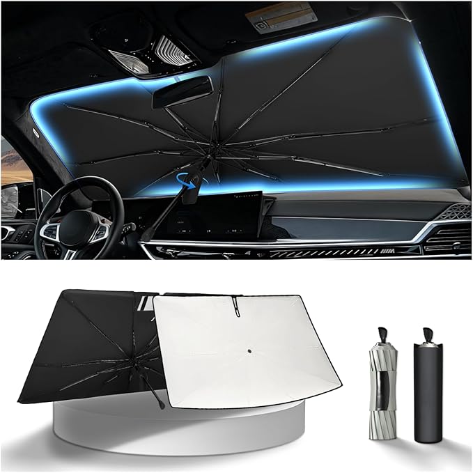 KUST Sun Shade Umbrella for 2022-2025 2026 Jeep Grand Cherokee | Custom Fit Windshield Sunshade | Foldable Sunshade with Bendable Handle | Blocks Heat & UV Scratch Resistant Keep Car Cool Sunshield