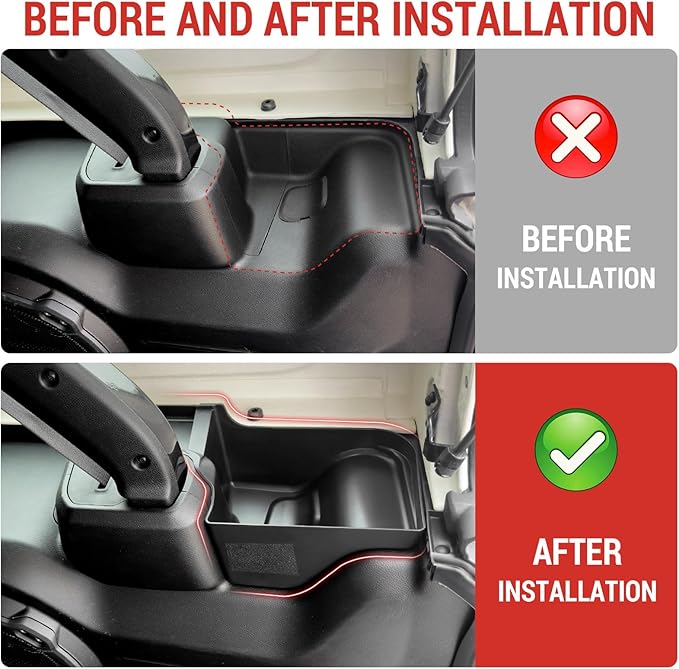 Trunk Side Storage Bin Fit for 2024 Jeep Wrangler JL Unlimited Cargo Organizer Tray Wheel Well Storage Box for Wrangler JL 4 Door Accessories, 2PCS(Left+Right, HOOK&LOOP)