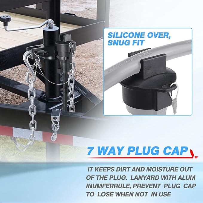 MICTUNING Heavy Duty Trailer Towing Organizer Powder Coating, Aluminum Chain Holder, 7 Way Plug Cover, a Lanyard with Aluminum Ferrule, Durable, Anti-Rust, Upgraded Design