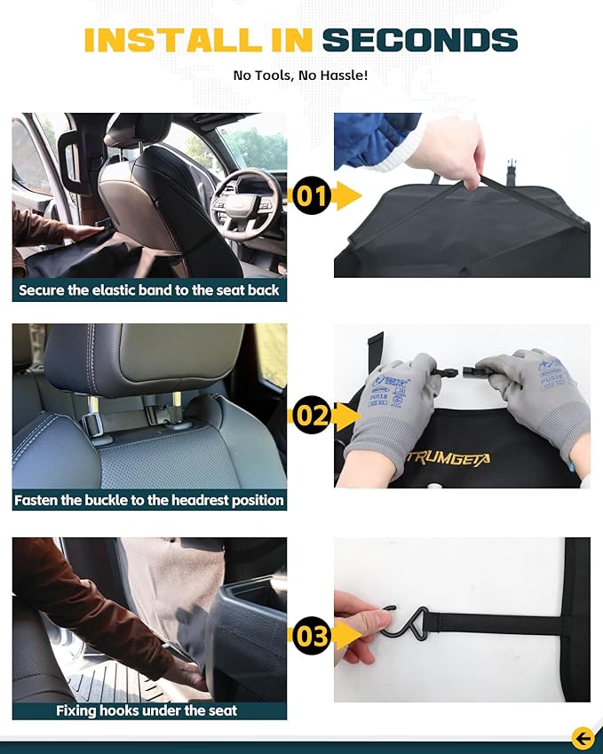 Trumgeta Seat Back Protector | Tactical MOLLE Panel Organizer | Universal Waterproof Back Cover for Compact SUVs/Trucks