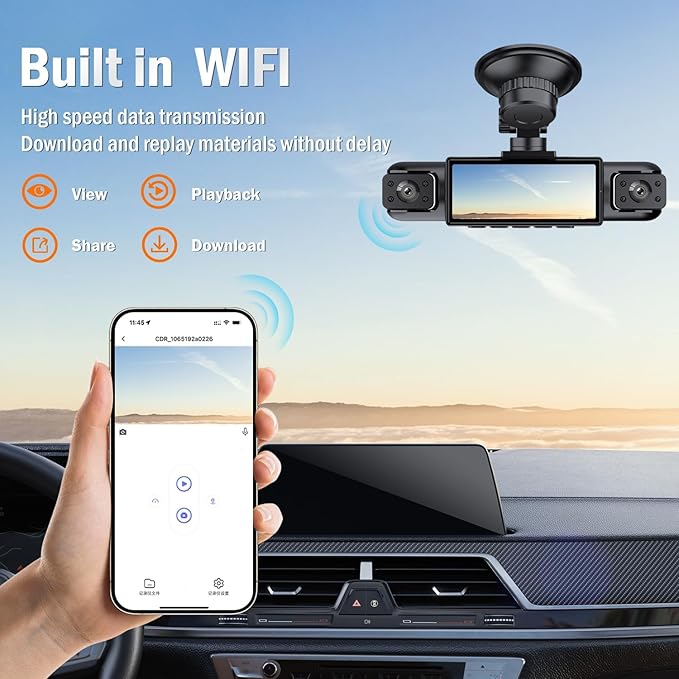 Dash Camera for Car, 360 Degree Dash Cam with 4 Lenses, Front Rear Left Right Recording, HD 2K Car Dashboard Camera with Night Vision, Suction Mount and Rear Camera Included